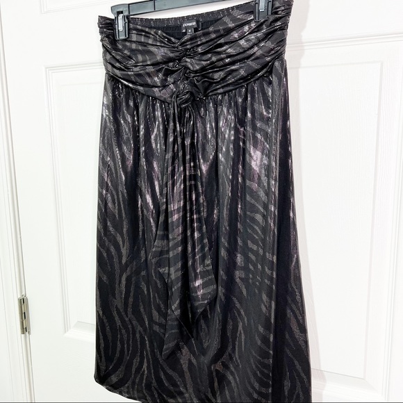 Express Metallic Strapless Zebra Print Sparkly Cocktail Party Mini Dress Size M - Picture 3 of 11